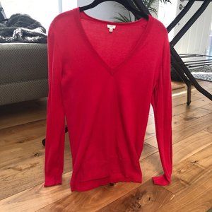 J.Crew Factory Dark Rose/Red-Pink V-Neck Sweater
